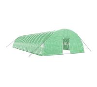 Serre avec cadre en acier Vert 96 m² | Couverture en polyéthylène, porte enroulable avec fermeture éclair, 4 fenêtres en filet, pour fruits et légumes