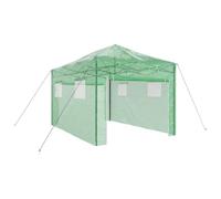 Serre avec cadre pop-up vert 290 x 430 x 315 cm en fer, tente en aluminium pour jardin et terrasse, serre et culture de tomates, résistante aux intempéries avec ventilation et étagère, idéale pour