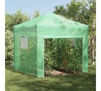 Serre avec cadre pop-up vert, cadre en fer, 290 x 290 x 315 cm, serre résistante aux intempéries pour jardin et terrasse, avec couverture en film pour tomates, herbes, légumes, fleurs