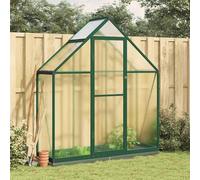 Serre avec structure de base en aluminium, de couleur verte, dimensions 169x58x202 cm, résistante aux UV, avec panneaux en polycarbonate, fenêtre de ventilation, porte battante, résistante aux intempé