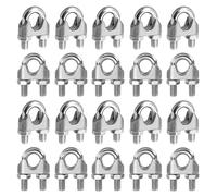 Serre Cable Acier 20 Pièces U Boulon Clip Câble M3 Serre-Câbles Métallique pour Cable Inox 2-4 mm pour Corde à Linge, Jardin, Auvent et Fixation (Argent) Style 2