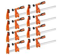 Serre-câbles - Coffret de 8 serres-câbles de type F - Portée de 15,2 et 30,5 cm - Force de serrage de 272 kg - Fabriquées en fonte malléable et en acier au carbone - Pour le travail du bois et des mét
