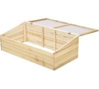 Serre de balcon, jardinière de culture précoce, serre en bois avec plaque en polycarbonate, en bois massif de sapin, couleur naturelle | Transparente à la lumière | Toit incliné | 100 x 50 x 35 cm