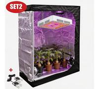 Serre de culture avec lampe de croissance LED - Kit 2 - Kit complet pour la culture en intérieur - 50 x 50 x 100 cm - Tissu 600D - Structure en acier inoxydable - 85–265 V