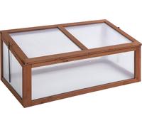 Serre de culture précoce en panneaux de polycarbonate, mini-serre en bois de pin, petite serre, couleur marron | 4,4 kg | Couvercle rabattable | 100 x 65 x 40 cm