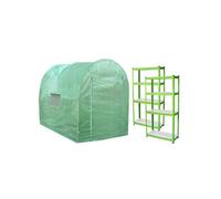 Tunnel en plastique avec film et étagères - Serre - Serre de culture - Serre à tomates - Serre de jardin - Tunnel en plastique 19 mm 3 m x 2 m