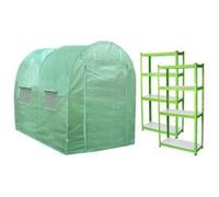 Tunnel en plastique avec film plastique et étagères - Serre - Serre de culture - Serre à tomates - Serre de jardin - Tunnel en plastique 25 mm 3 m x 2 m