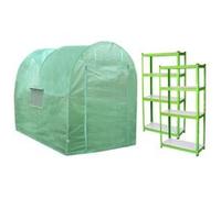 Serre de Jardin 4m x 2m & 2 Étagères en Métal Couverture PE Diamètre 19mm Vert G
