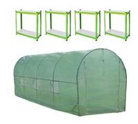 Tunnel en plastique avec bâche et étagères - Serre - Serre de culture - Serre à tomates - Serre de jardin - Tunnel en plastique 25 mm - 6 m x 3 m
