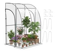 Serre de Jardin adossée - Outsunny - 2 portes zippées enroulables - acier PVC - transparent