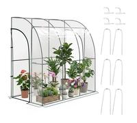 Serre de Jardin adossée - Outsunny - 2 portes zippées enroulables - bâche renforcée PVC, châssis en acier - transparent