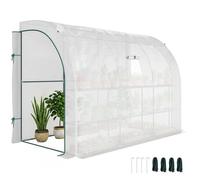 Serre de Jardin adossée - Outsunny - avec Étagères 3 Niveaux - en Bâche PE 140 g/㎡ Renforcée et Châssis Acier - blanc