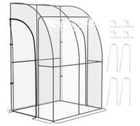 Serre de Jardin adossée - Outsunny - 2 portes zippées enroulables - acier PVC - transparent