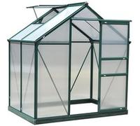 Outsunny Serre de Jardin Polycarbonate 2,51 m² Serre en Aluminium pour Le Jardin 190 x 132 x 201 cm résistant aux UV, avec Fondation renforcé, gouttière, Lucarne et Porte Coulissant, Vert foncé