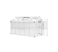 Outsunny Serre de jardin aluminium 303×183×195 cm – polycarbonate, fenêtres réglables, porte battante