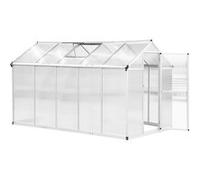 Serre de jardin en aluminium - Outsunny - polycarbonate fenêtres réglables porte battante résistant - 303x183x195cm - transparent