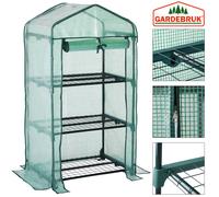 GARDEBRUK® Serre de Jardin Plastique 3 étagères Porte Enroulable Protection Serre Tomate hivernage légume Plante Fleur semis Balcon 126x49x69cm