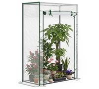 Serre de jardin balcon - Outsunny - bâche renforcée PVC châssis acier porte zippée légumes fleurs - 100x50x150cm - blanc