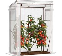 Serre de jardin compact - Film plastique - Culture de plantes - Film plastique renforcé - 100x50x150 cm - Blanc