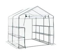 Serre De Jardin En Acier Et Pvc Avec Étagère S Intégrées 200 X 200 X 220 Cm Helloshop26 03_0008249 Multicolore