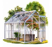 Serre de jardin en aluminium 7,63m³ abri extérieur pour plantes légumes 250x190x195cm avec fenêtres