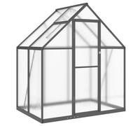 Serre de jardin en aluminium avec base anthracite 169 x 114 x 195 cm | Panneaux PC 4 mm, fenêtre ventilation réglable, porte 52 x 156,5 cm, gouttières PVC, montage rapide