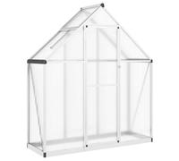Serre de jardin en aluminium avec base argentée, 169 x 58 x 195 cm | Résistant aux UV, fenêtre de ventilation réglable, gouttières intégrées, porte battante, montage rapide