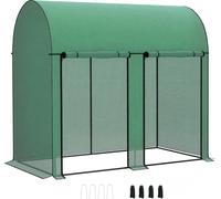 Serre de jardin - Maison à tomates - Serre en film plastique - 2 m² - 2 portes avec fermeture éclair pour enroulement - PE haute densité - Protection UV - 2 x 1 x 1,78 m - vert