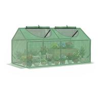 Outsunny Serre de Jardin, Mini Serre, 2 fenêtres zippées et enroulables, Couverture en Plastique, Cadre en Acier, 120 x 60 x 60 cm, Vert foncé