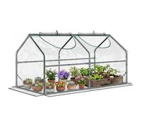 Outsunny Serre de Jardin, Mini Serre, 2 fenêtres zippées et enroulables, Couverture en Plastique, Cadre en Acier, 120 x 60 x 60 cm, Transparent