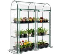 Serre de Jardin - Outsunny - 3 niveaux étagères - 2 portes enroulables - plastique - 143x46x164cm - transparent
