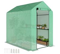 Serre de Jardin - Outsunny - étagère 2 niveaux porte zippée enroulable - bâche renforcée 140 g/m², châssis en acier - vert