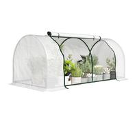 Outsunny Serre de Jardin Mini Serre à tomates dim. 2L x 1l x 0,8H m Porte zippée bâche PE Acier Blanc