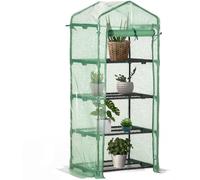 Serre de jardin PE avec šŠtagššres 4 niveaux, serre de balcon, bache renforcšŠe 140 /m2, chassis en acier, porte zippšŠe enroulable, pour lšŠgumes plantes, intšŠrieur extšŠrieur, 70x50x160cm, vert