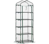 Serre de jardin PVC avec šŠtagššres 5 niveaux, serre de balcon, bache renforcšŠe 135 g/m2, chassis en acier, porte zippšŠe enroulable, pour lšŠgumes plantes fleurs, 69 x 49 x 193 cm, transparent