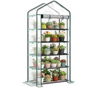 Serre de jardin PVC avec šŠtagššres 5 niveaux, serre de balcon, chassis en acier, porte zippšŠe, 90x49x193cm, transparent