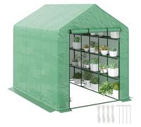 Serre de jardin serre d'hivernage avec šŠtagššres 3 niveaux porte enroulable tube en acier 244 x 180 x 210 cm vert
