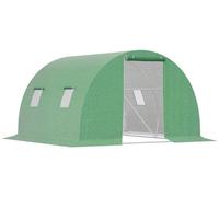 Serre de jardin - Serre tunnel - Surface de 9 m² - 4 fenêtres - Porte coulissante avec fermeture éclair - Structure en acier galvanisé - Film PE - Dimensions : 3 x 3 x 2 m - Couleur : vert armée