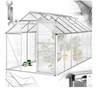 Serre de jardin - TECTAKE - Serre de jardin 11,13 m³, sans fondations, porte coulissante, 2 fenêtres, 185x250x195cm - Transparent