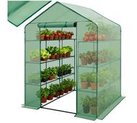 Serre de jardin - TECTAKE - Serre d'extérieur souple ANTONIUS structure en acier 3,6 m³avec 16 étagères 143 x 143 x 195 cm - Vert