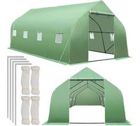Serre de jardin - TECTAKE - Serre tunnel 18 m² avec 8 fenêtres bâche résistante au gel et aux UV 600 x 300 x 205 cm - Vert
