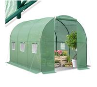 Serre de jardin - TECTAKE - Serre tunnel 7 m² avec 6 fenêtres bâche résistante au gel et aux UV 343 x 200 x 200 cm - Vert