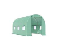 Outsunny Serre de Jardin Tunnel Surface Sol 9m² 4,5x2x2m Porte Zippée Vert | Châssis Tubulaire Renforcé, 6 Fenêtres Enroulables