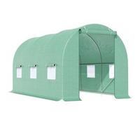 Serre de jardin tunnel 4,5L x 2l x 2H m châssis tubulaire acier galvanisé renforcé 1,8 cm 6 fenêtres 1 porte vert Vert G