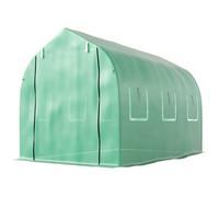 Serre de Jardin Tunnel 5 75 m2 - 6 Fenêtres avec Stores Porte Zippée - Fer Galvanisé Tubes 18 mm - 2 95 x 1 95 m - Vert