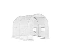 Serre de jardin tunnel 6 m² 3L x 2l x 1,9H m acier galvanisé renforcé diamètre 2,4 cm + PE haute densité fenêtres porte blanc