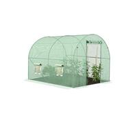 IDMarket - Serre tunnel de jardin Roma 6 m² (3x2x2 m) acier galvanisé bâche anti-UV verte