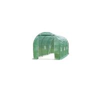 Serre de jardin tunnel - VOUNOT - 6m² Vert - Acier galvanisé - Fenêtre anti-moustiquaire, porte enroulable, barre anti-tempête