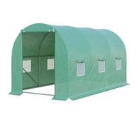 Outsunny Serre de Jardin Tunnel 8 m² 4L x 2l x 1,9H m Acier galvanisé renforcé diamètre 2,4 cm + PE Haute densité fenêtres Porte Vert