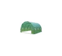Serre de jardin tunnel - VOUNOT - 9m² Vert - Acier galvanisé - Fenêtre anti-moustiquaire, porte enroulable, barre anti-tempête